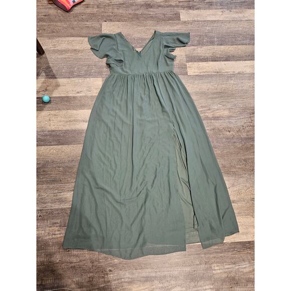 Birdy grey xxl army green formal maxi dress Hannah Empire Dress Eucalyptus - Picture 4 of 11